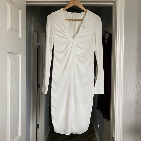 NWT Chris Gramer White Draped Sheath Dress - Picture 2 of 5